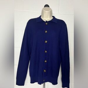 John Henric Sweden 100% marina wool Navy sweater/cardigan men’s Medium